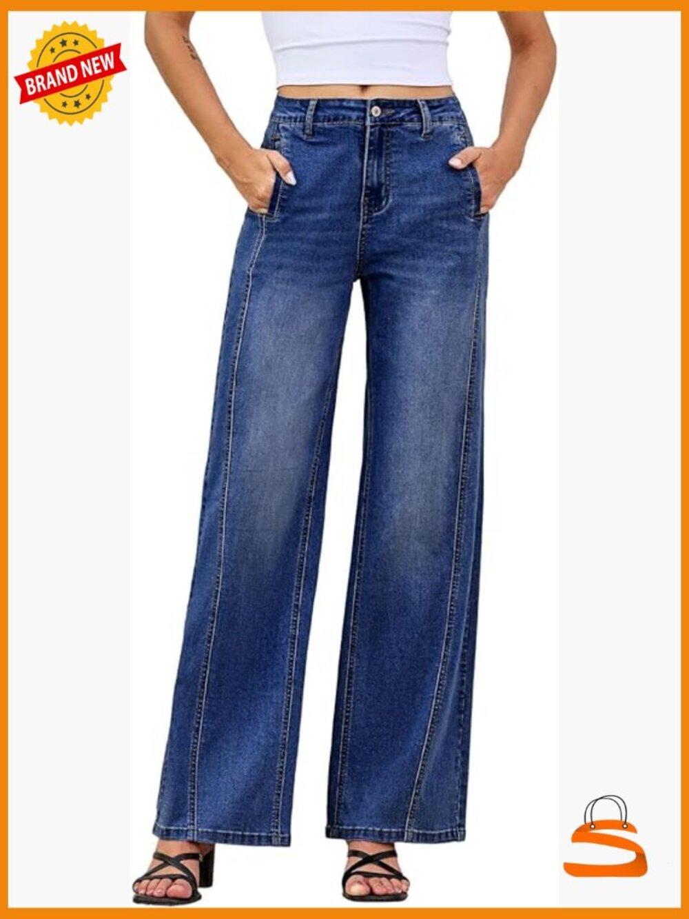 High Waisted Wide Leg Jeans Stretchy Boyfriend Loose Denim Pants